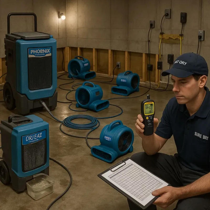 Structural Drying and Dehumidification process in Karnes County, TX